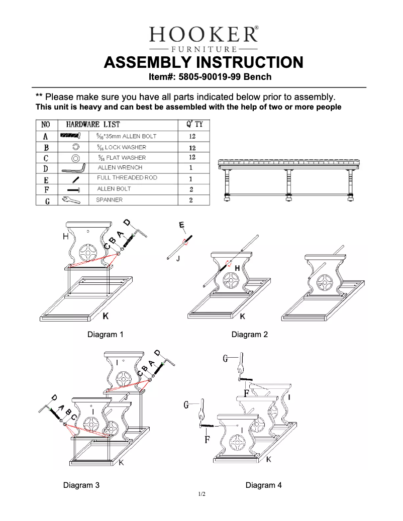 Page 1 de la notice Manuel utilisateur Hooker 5805-90019-99