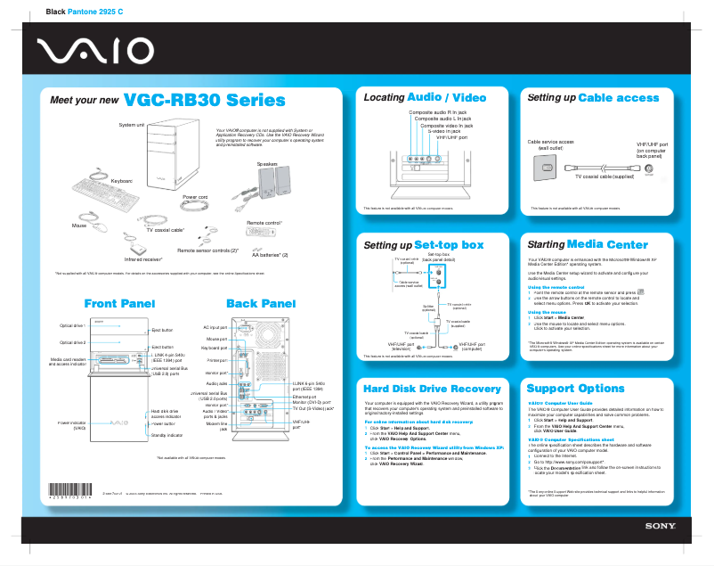 Imagen de la primera página del manual del dispositivo Vaio VGC-RB39CP