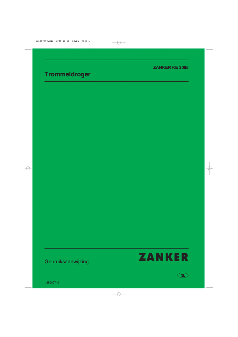 Page n°1 - Manuel utilisateur Zanker KE 2095