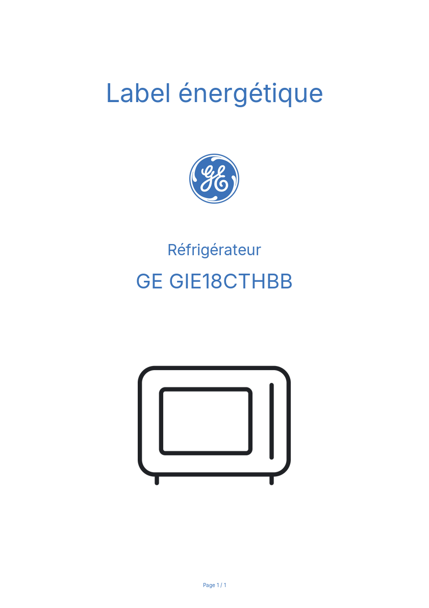 Image de la première page du manuel de l'appareil GIE18CTHBB