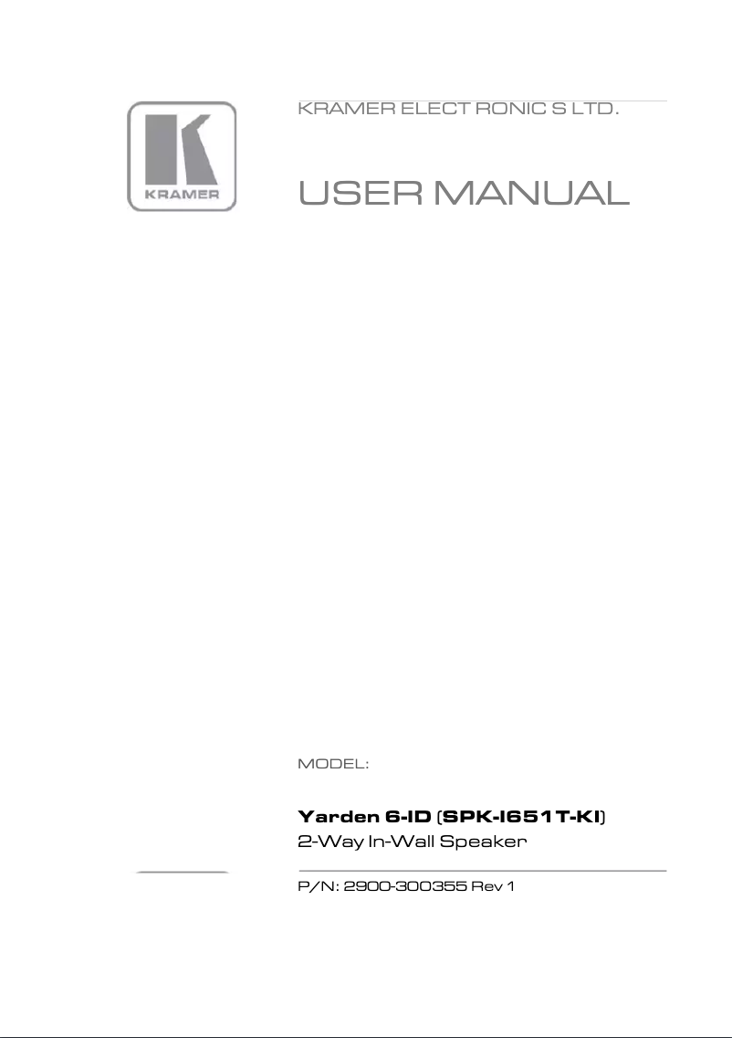 Page 1 de la notice Manuel utilisateur Kramer Yarden 6-ID