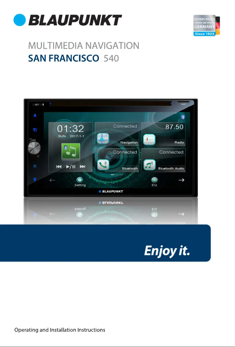 Page 1 de la notice Manuel utilisateur Blaupunkt San Francisco 540