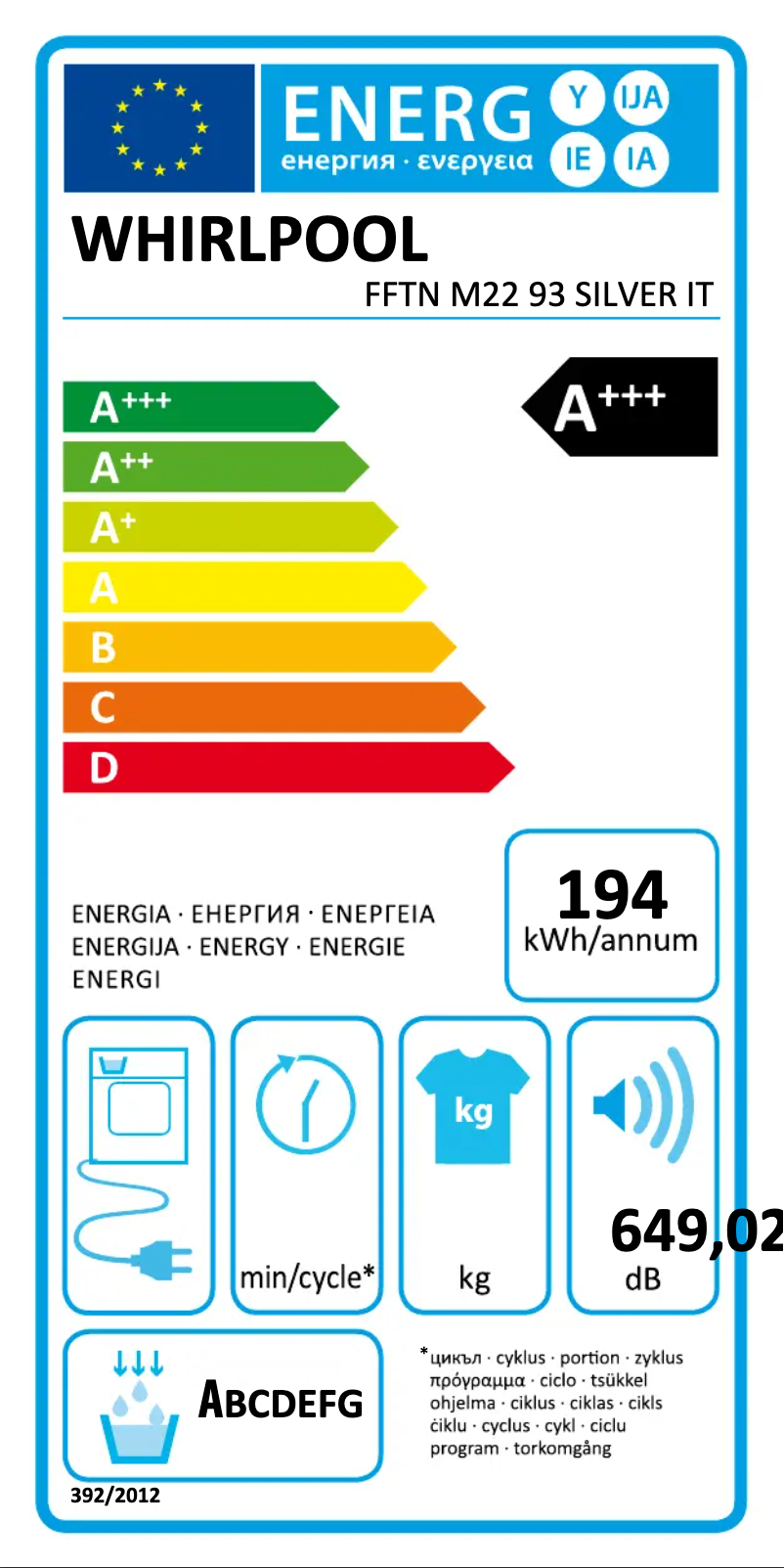 Page n°1 - Manuel utilisateur Whirlpool FFTN M22 93 SILVER IT