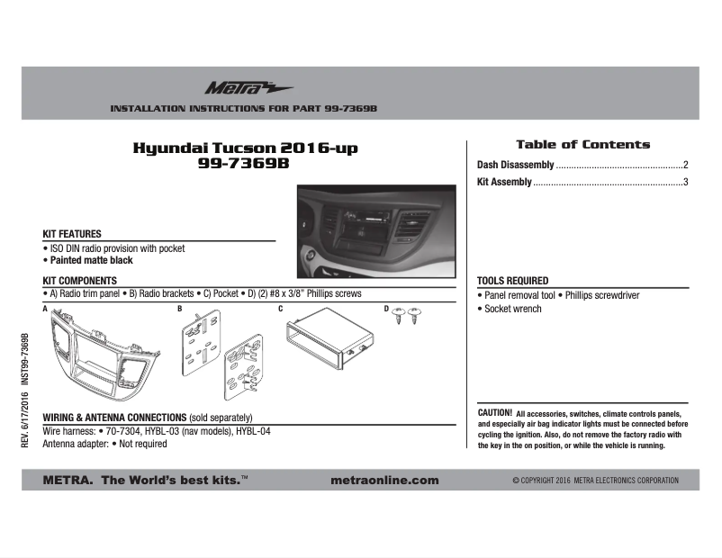 Page n°1 - Mode d'emploi Metra 99-7369B