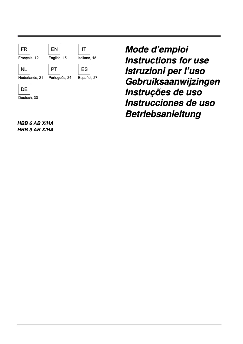 Page 1 of the manual User Manual Hotpoint HBB 6 AB X/HA