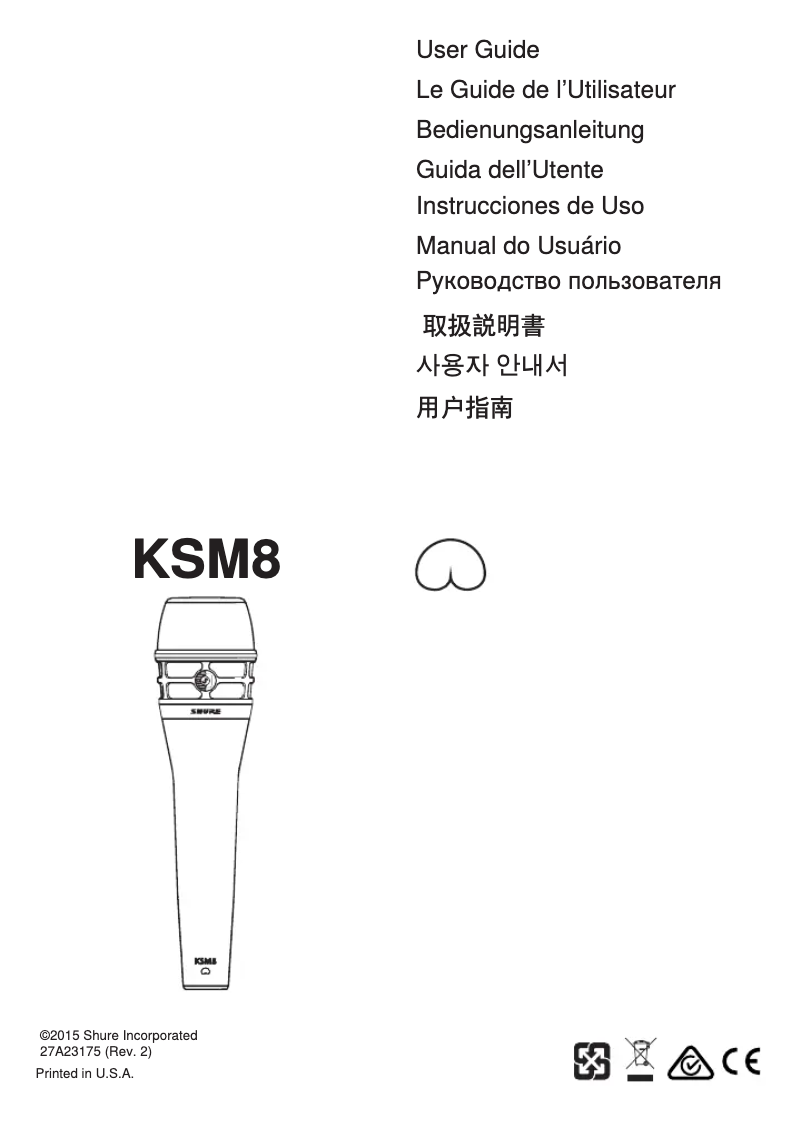 Page 1 de la notice Manuel utilisateur Shure KSM8/N