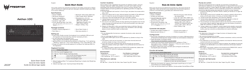 Page 1 de la notice Manuel utilisateur Acer Predator Aethon 100