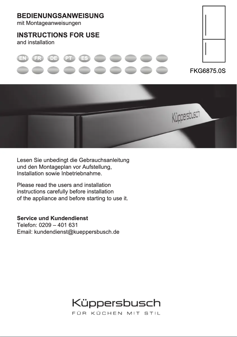 Page 1 de la notice Manuel utilisateur Küppersbusch FKG6875.0S