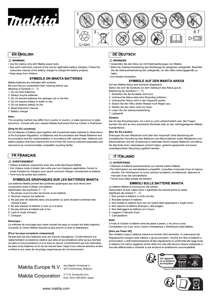 Page 1 de la notice Manuel utilisateur Makita BL4080F