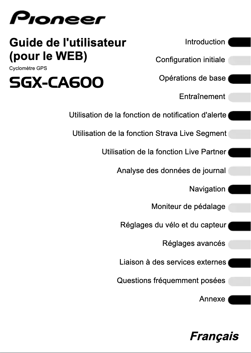 Page n°1 - Manuel utilisateur Pioneer SGX-CA600
