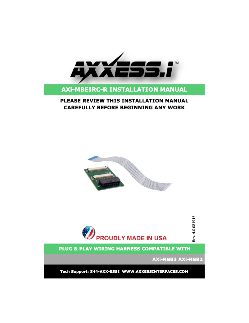 Page 1 de la notice Manuel utilisateur AXESS AXI-MBEIRC-R