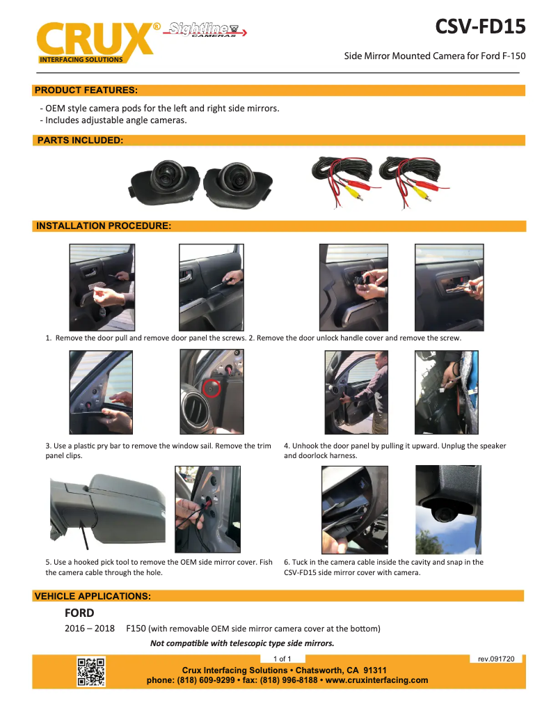 Page 1 de la notice Manuel utilisateur CRUX CSV-FD15