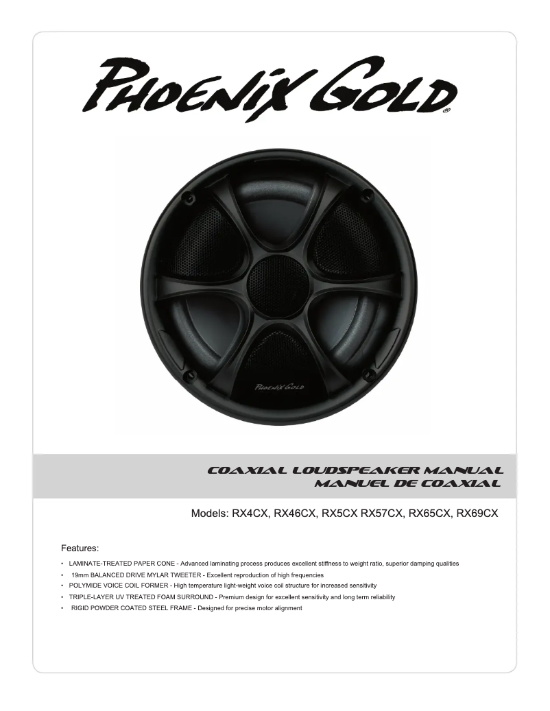 Page n°1 - Manuel utilisateur Phoenix Gold RX57CX