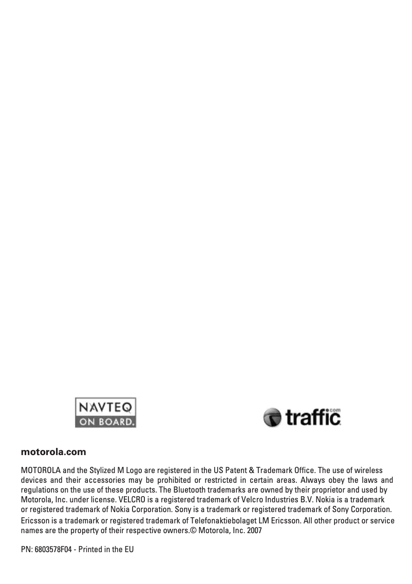 Page 1 de la notice Manuel utilisateur Motorola T805