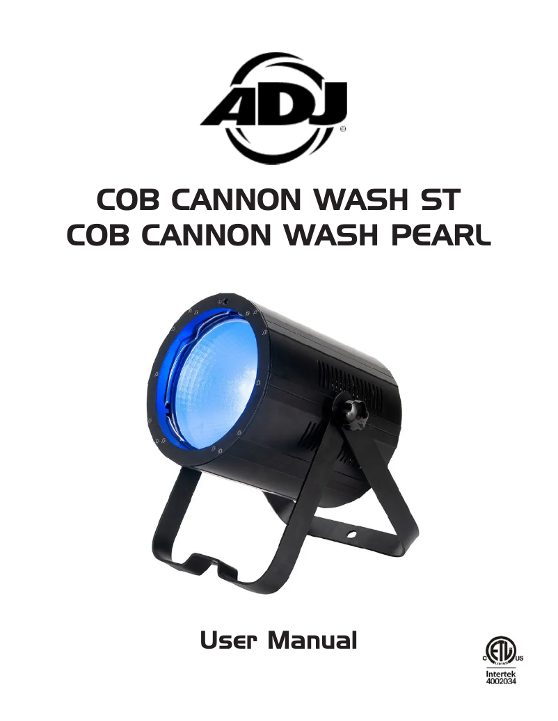 Imagen de la primera página del manual del dispositivo COB Cannon Wash Pearl