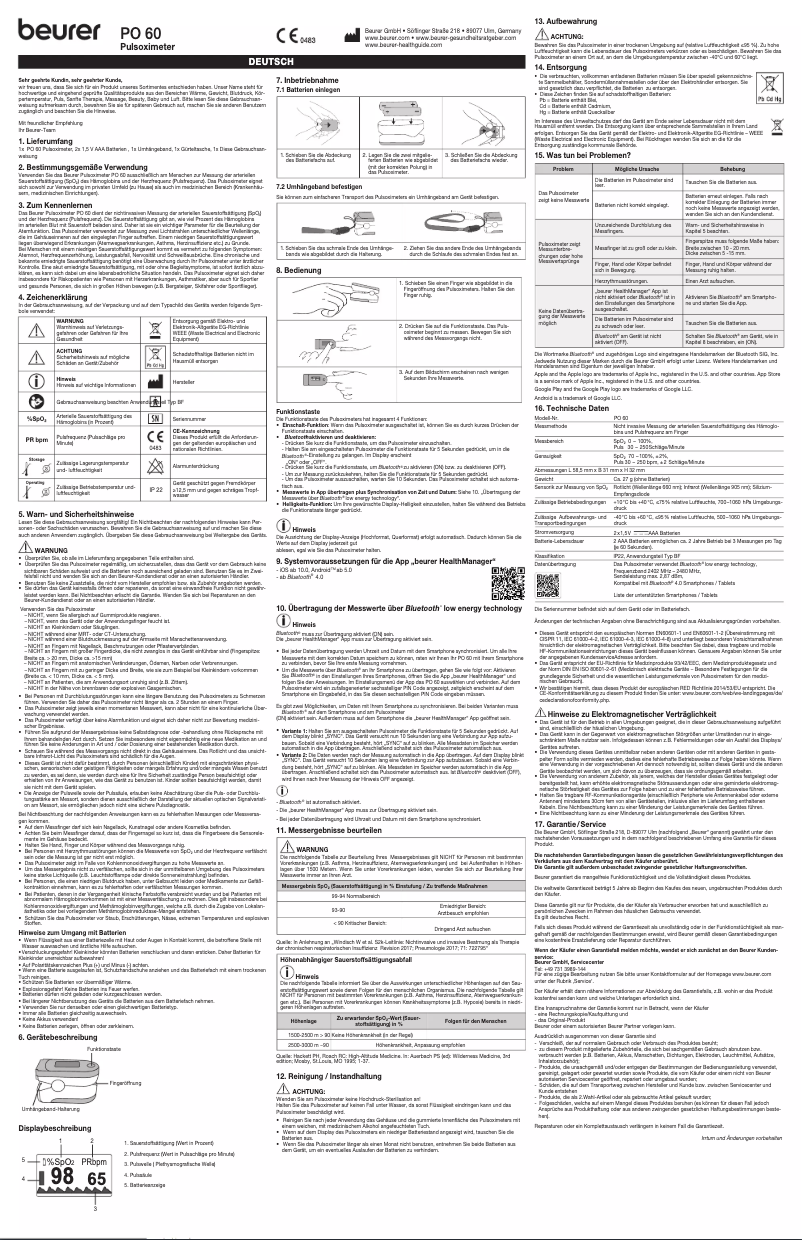Image de la première page du manuel de l'appareil PO 60 Bluetooth