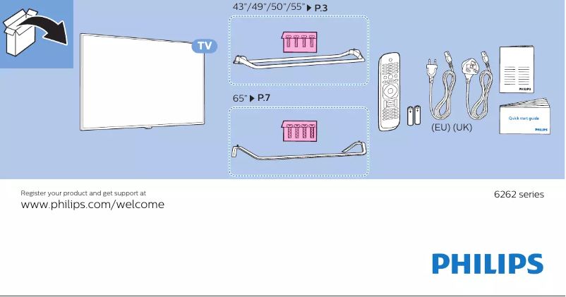 Page 1 of the manual Quick Start Guide Philips 6000 series 43PUT6262
