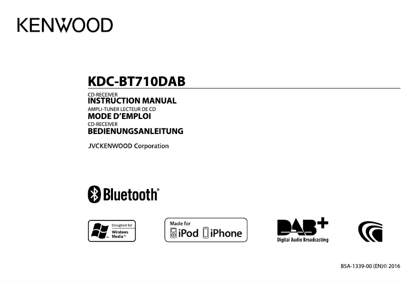 Page 1 de la notice Manuel utilisateur Kenwood KDC-BT710DAB
