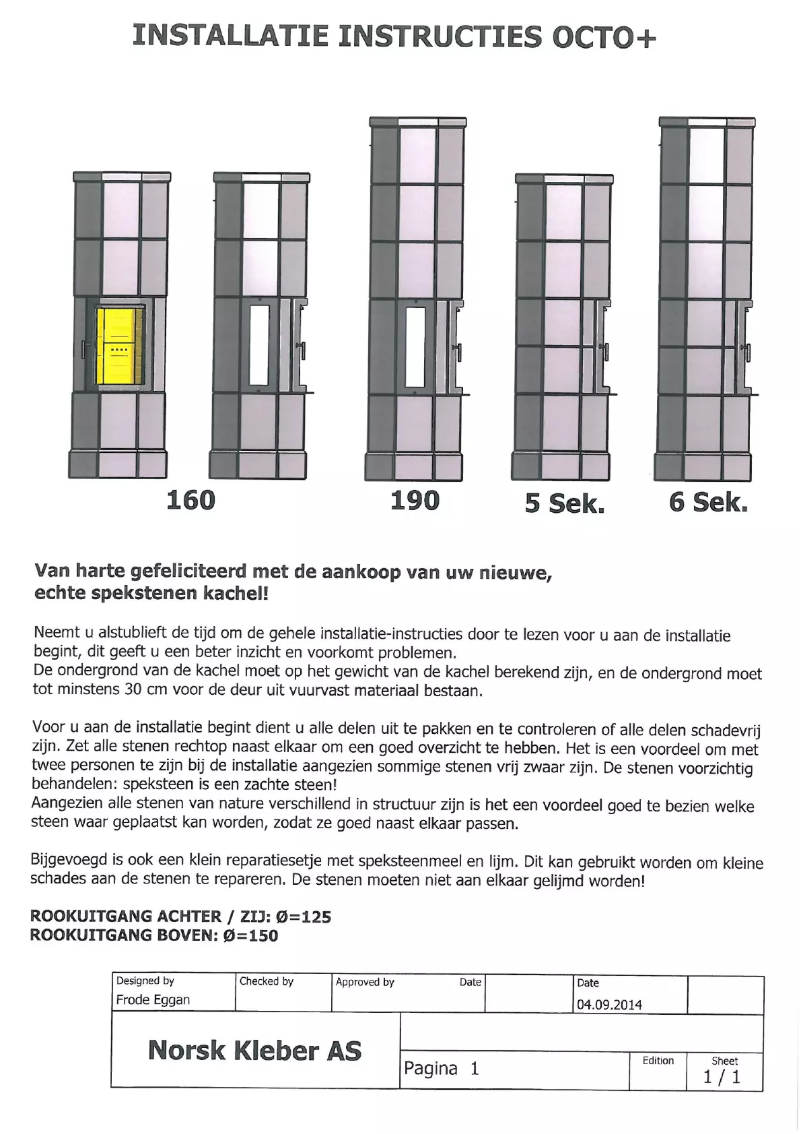 Page 1 de la notice Manuel utilisateur Norsk Kleber Octo +
