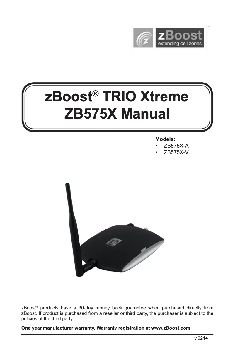 Image de la première page du manuel de l'appareil Trio Soho Xtreme ZB575X-A