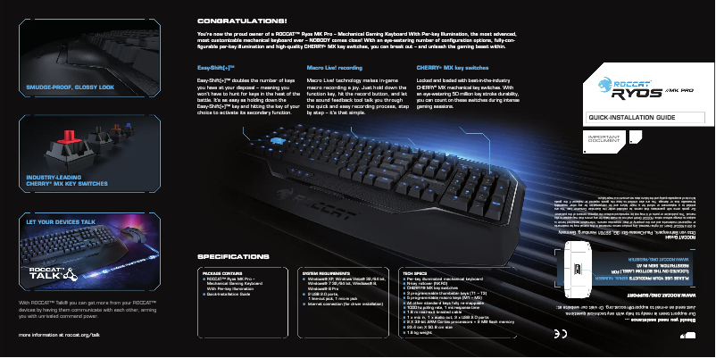 Página 1 del manual Manual de usuario Roccat Ryos MK Pro