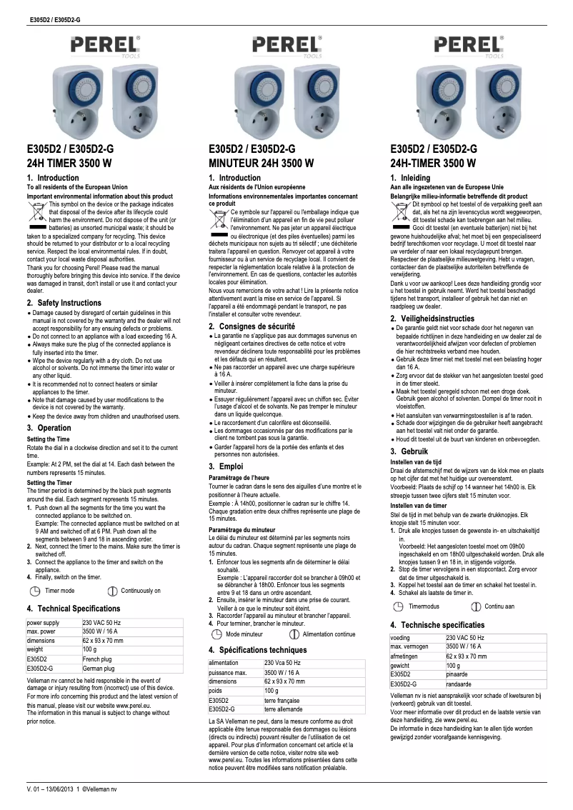 Image de la première page du manuel de l'appareil E305D2
