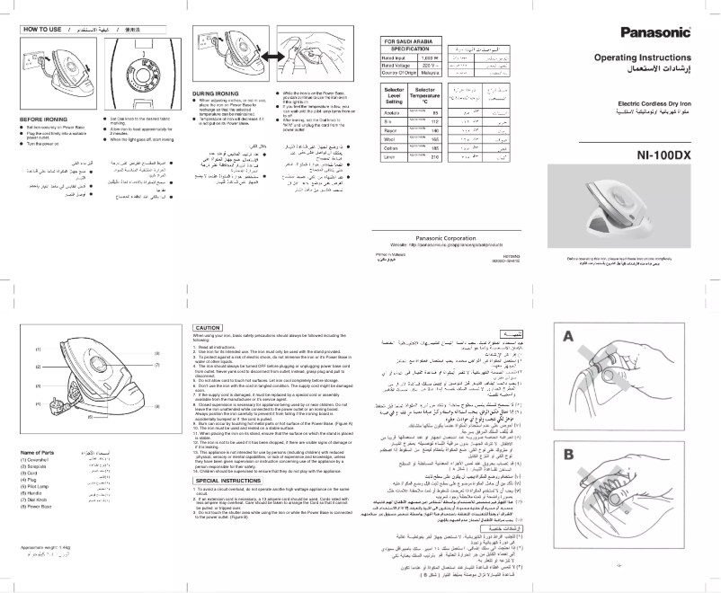 Page 1 de la notice Manuel utilisateur Panasonic NI-100