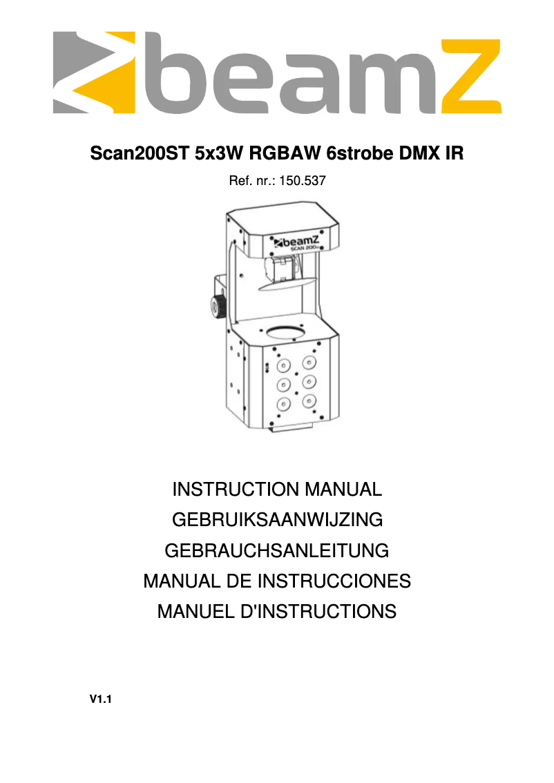 Page 1 de la notice Manuel utilisateur BeamZ Scan200ST