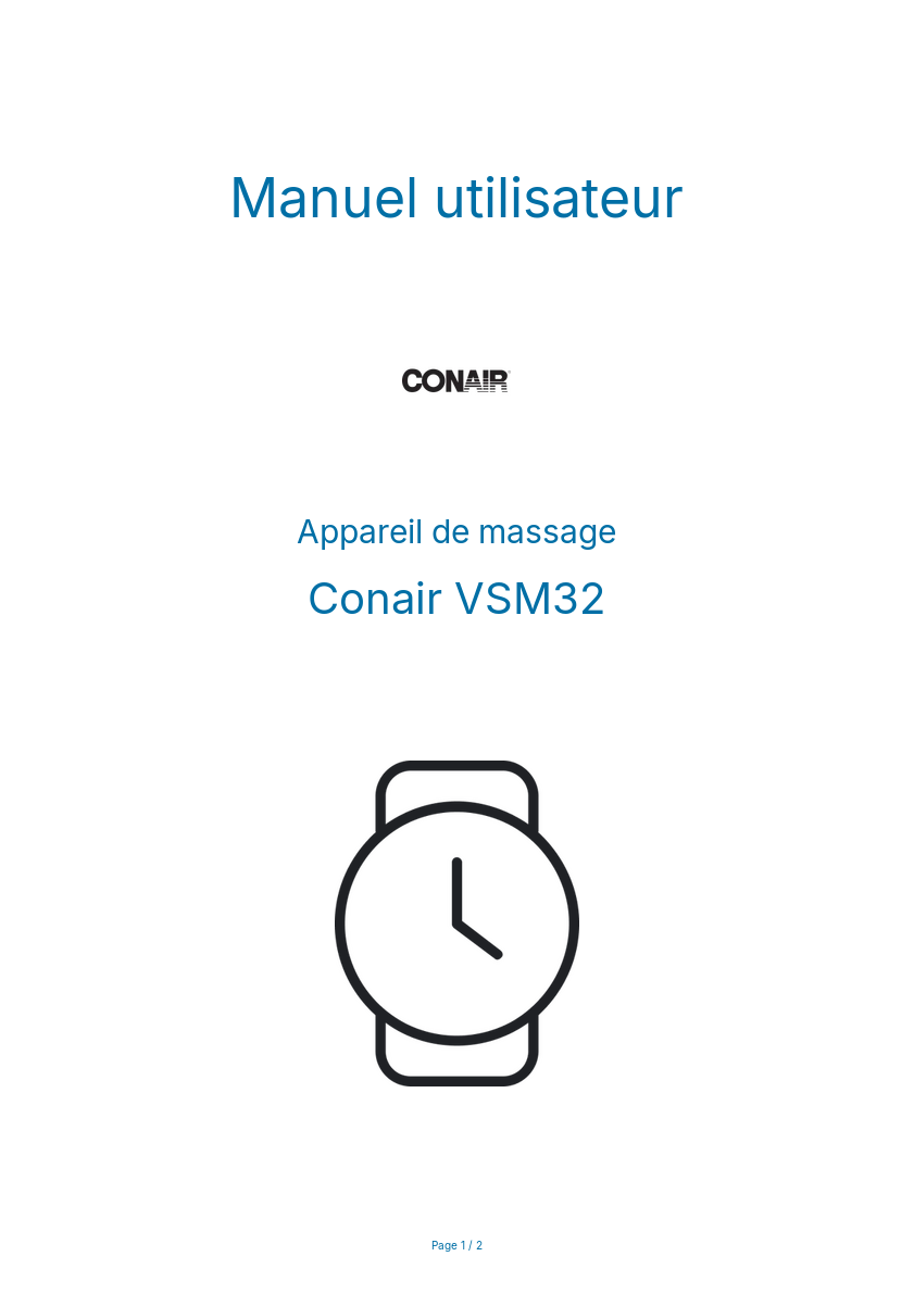 Page n°1 - Manuel utilisateur Conair VSM32