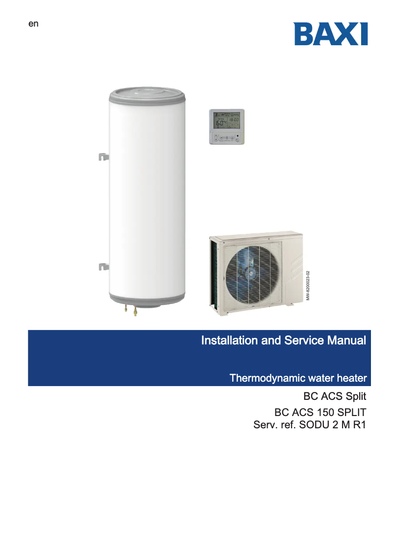 Page 1 de la notice Manuel utilisateur Baxi BC ACS Split