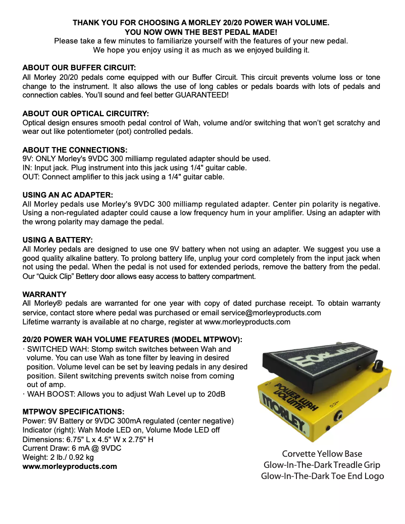 Page 1 de la notice Manuel utilisateur Morley 20/20 Power