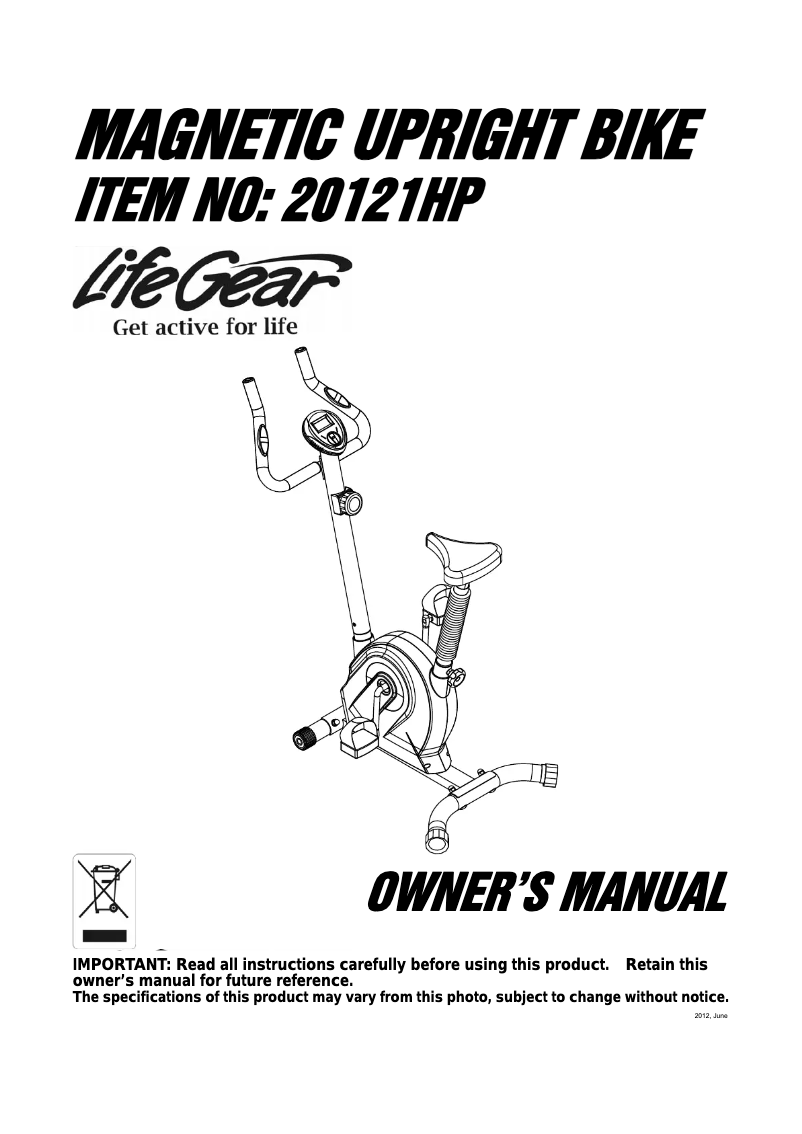 Page n°1 - Manuel utilisateur Life Gear 20121HP