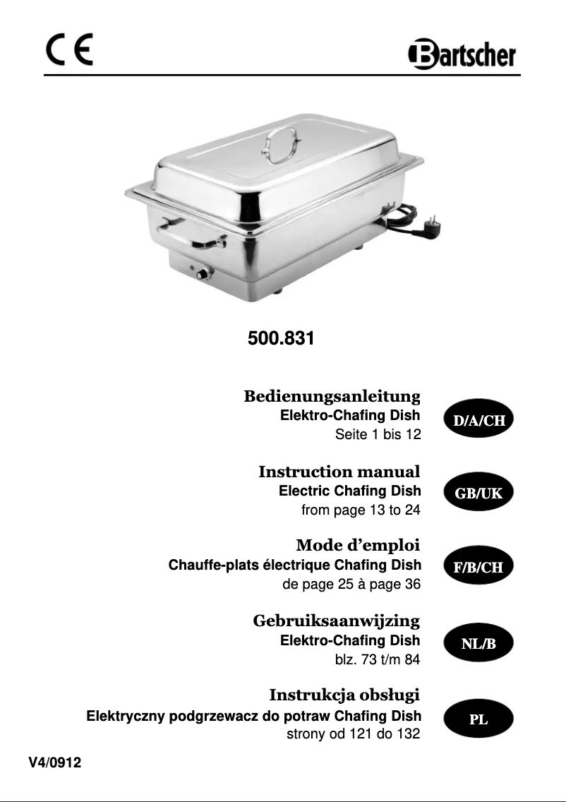 Page n°1 - Manuel utilisateur Bartscher 500831