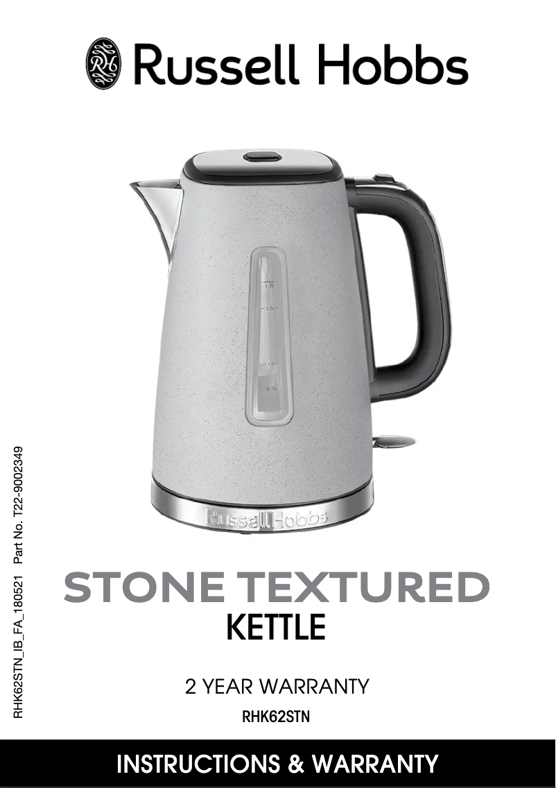 Page n°1 - Manuel utilisateur Russell Hobbs Stone Textured RHK62STN