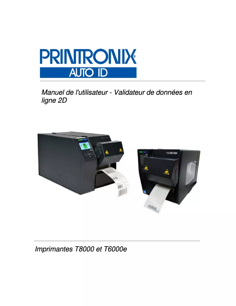 Page 1 de la notice Manuel utilisateur Printronix T8208