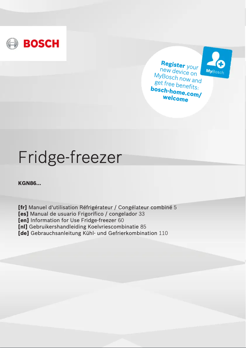 Página 1 del manual Manual de usuario Bosch KGN86VIEA