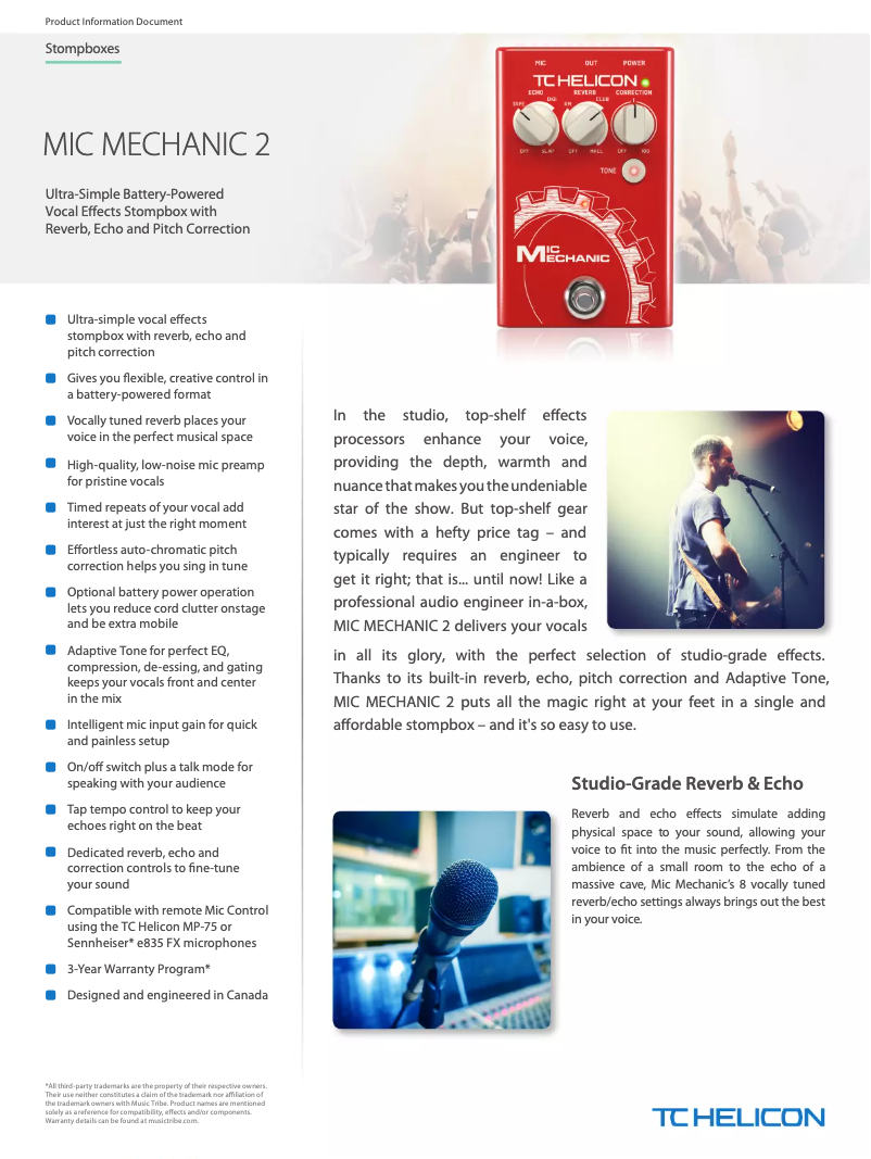 Page n°1 - Fiche technique TC Helicon Mic Mechanic 2