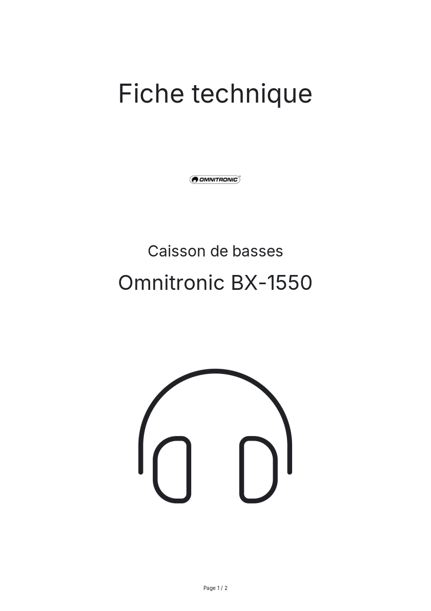 Page n°1 - Fiche technique Omnitronic BX-1550