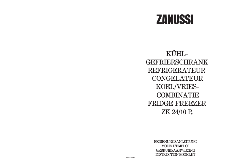 Page 1 de la notice Manuel utilisateur Zanussi ZK 24/10 r
