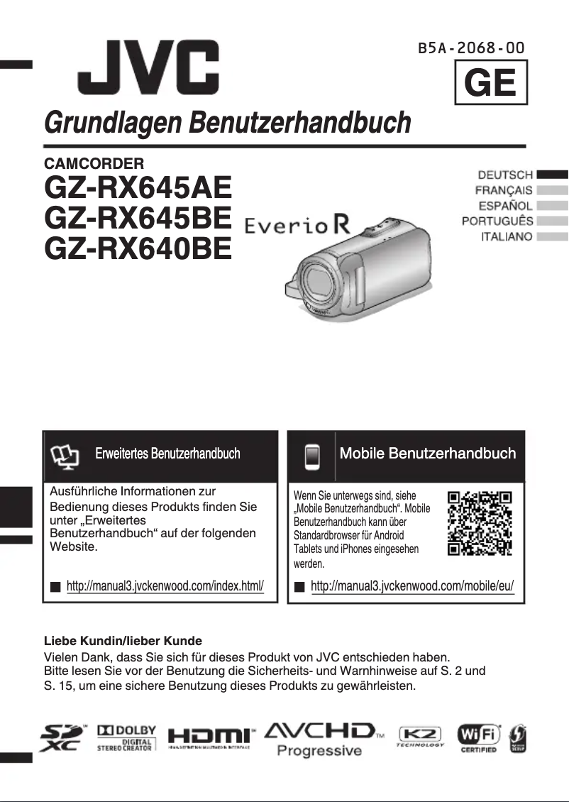 Page n°1 - Manuel utilisateur JVC GZ-RX645BEU