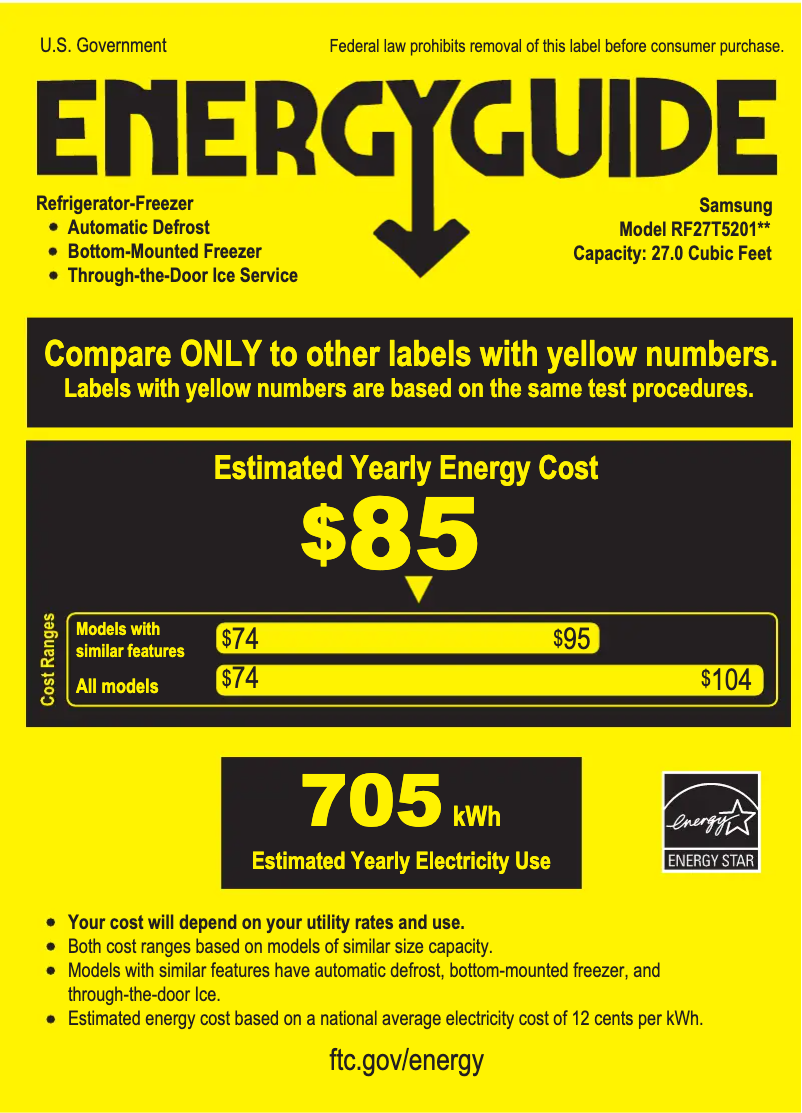Page n°1 - Label énergétique Samsung RF27T5201SG