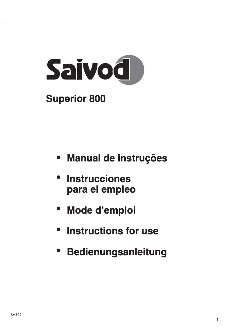 Page n°1 - Manuel utilisateur Saivod Superior 800