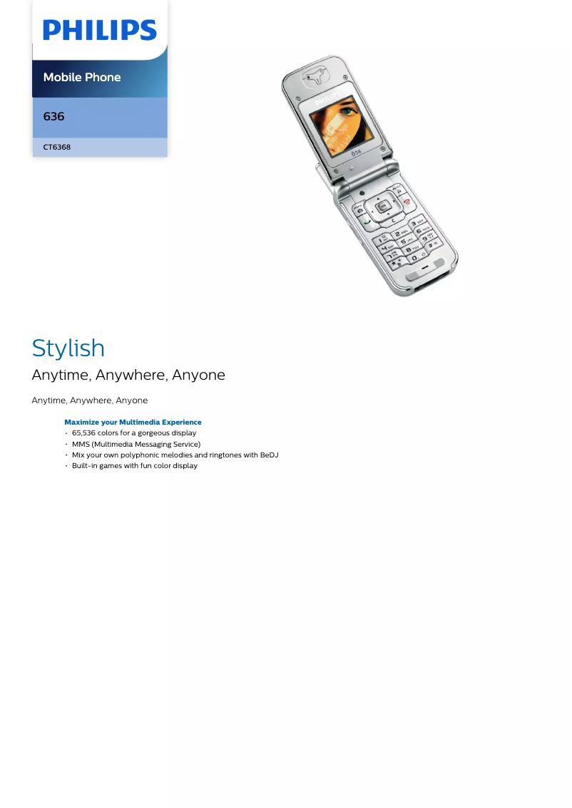 Page 1 of the manual Technical Sheet Philips CT6368