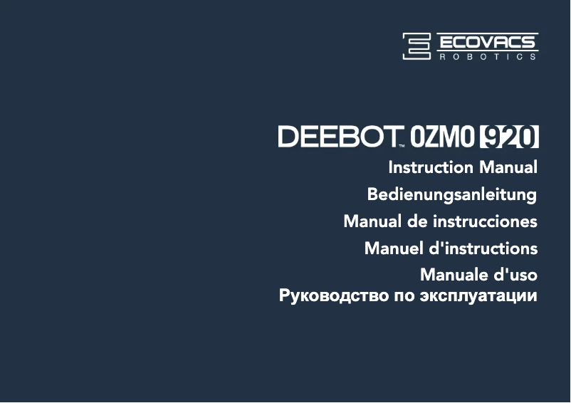 Página 1 del manual Manual de usuario ECOVACS Deebot Ozmo 920
