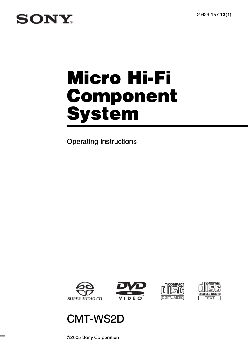Page 1 de la notice Manuel utilisateur Sony CMT-WS2D