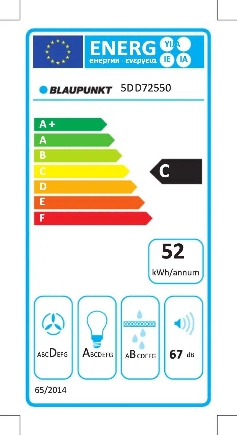 Page 1 de la notice Label énergétique Blaupunkt 5DD72550