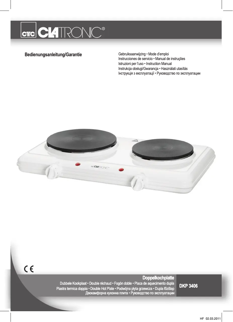 Page 1 of the manual User Manual Clatronic DKP 3406