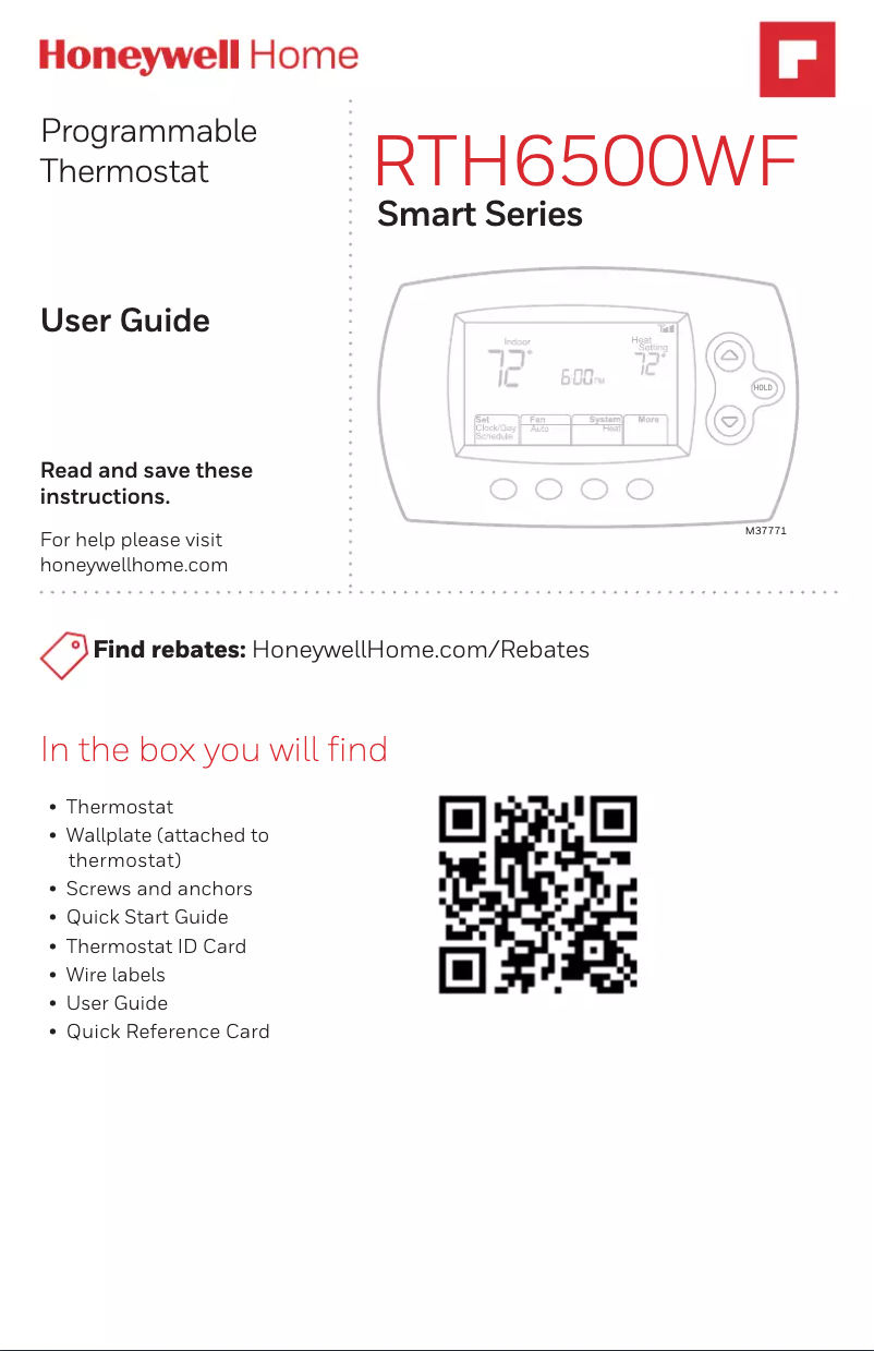 Page n°1 - Manuel utilisateur Honeywell RTH6580WF1001/U