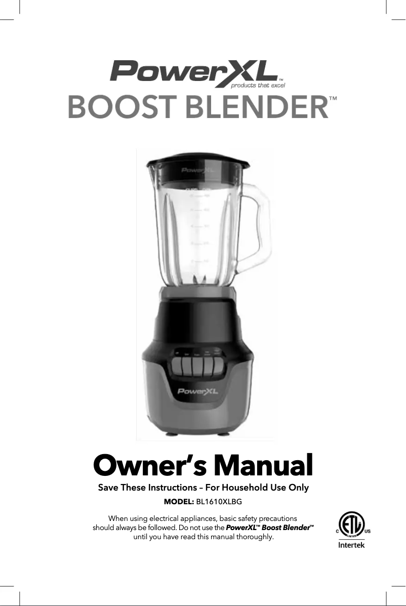 Page n°1 - Manuel utilisateur PowerXL Boost Blender BL1610XLBG