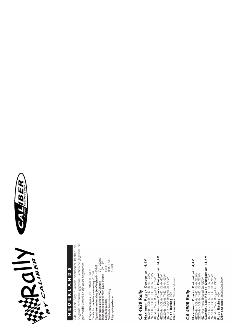 Page 1 de la notice Manuel utilisateur Caliber Rally CA 4900